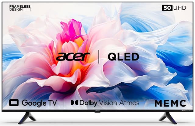  Acer 126 cm (50 inches) V Series 4K Ultra HD Smart QLED Google TV AR50GR2851VQD (Black)