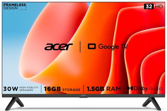 Acer 80 cm (32 inches) Advanced I Series HD Ready Smart LED Google TV AR32GR2841HDFL (Black)
