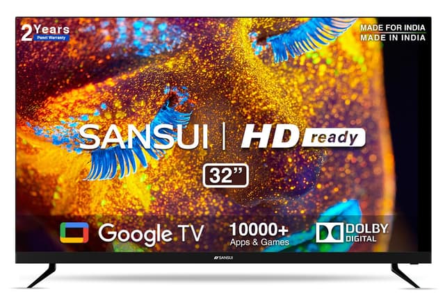  SANSUI 80 cm (32 inches) HD Ready Smart A+ LED Google TV JSWY32GSHD (Black)