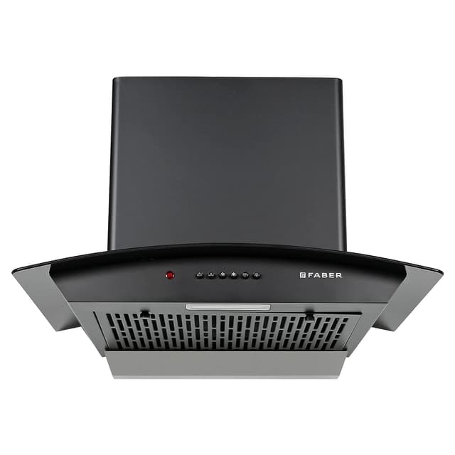 Faber 60 cm 1100 m³/hr Auto-Clean Curved Glass Kitchen Chimney [HOOD ALPHA IN HC PB FL BK 60], Filterless technology, Push Button, Black]